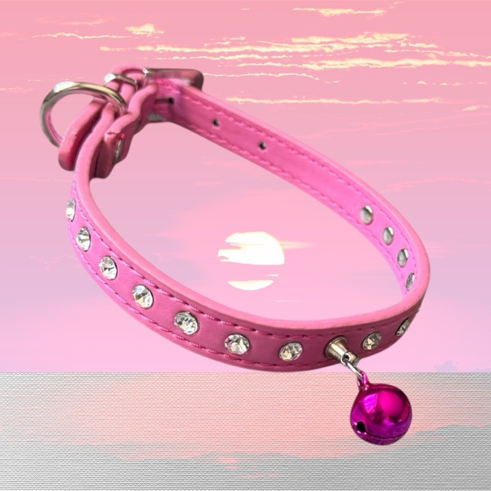 $4 Add-On 🆕Chic Pink Pet Collar with Rhinestones Studs